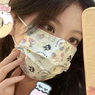 Sanrio Mask Disposable Women High Value การ์ตูนน่ารักพิมพ์หัวใจวัยรุ่น ins หน้ากาก