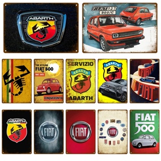 ป้ายโปสเตอร์โลหะดีบุก ลาย FIAT 127 ABARTH สไตล์วินเทจ สําหรับตกแต่งผนัง โรงรถ