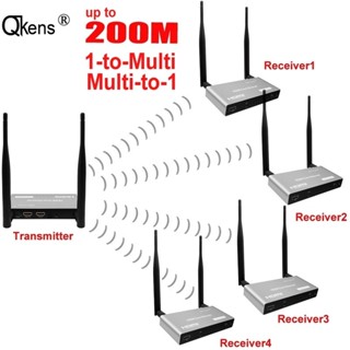 ตัวรับส่งสัญญาณ WiFi ไร้สาย 200 ม. USB KVM 1080P HDMI Loop IR รีโมตไร้สาย HDMI Extender Splitter สวิทช์ PC ไปยังทีวีหลายเครื่อง