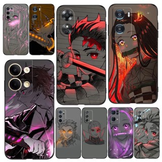 เคสโทรศัพท์มือถือ ซิลิโคนนิ่ม Tpu ลาย Demon Slayer สีดํา สําหรับ Oppo A15 A15S A76