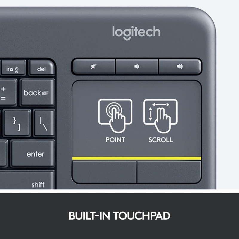 Logitech K400 Plus คีย์บอร์ดไร้สาย พร้อมทัชแพด HTPC 84 คีย์ สําหรับ PC แล็ปท็อป สมาร์ททีวี