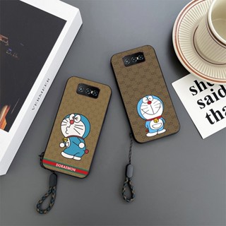 เคสโทรศัพท์มือถือ กันกระแทก ลายการ์ตูนโดราเอมอนน่ารัก พร้อมสายคล้อง สําหรับ ASUS Zenfone 2 Laser 3 4 5 5Z 6 7 8 ZS590KS ZS620KL ZE620KL ZS630KL ZS670KS