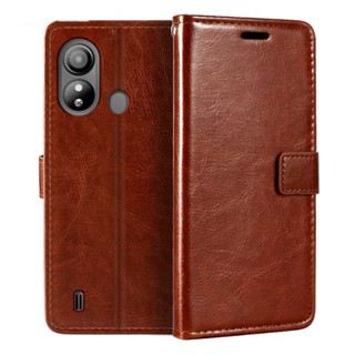 เคสหนัง PU ฝาพับแม่เหล็ก พร้อมช่องใส่บัตร และขาตั้ง สําหรับ ZTE Blade L220 ZTE Blade L220