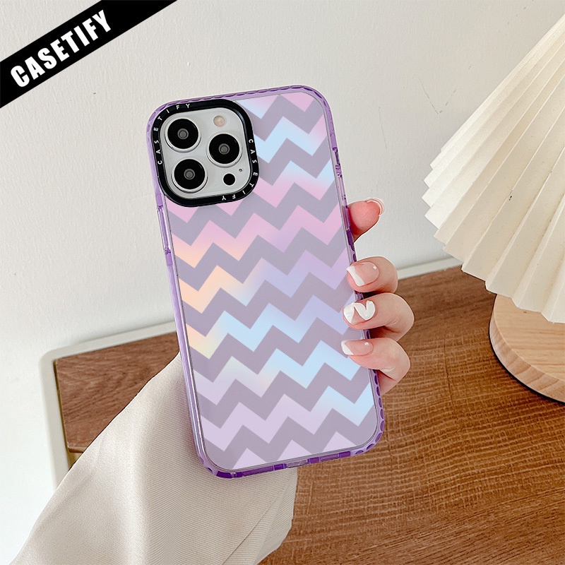 Caseti เคสซิลิโคนใสสําหรับ iPhone 11 14 Pro Max 12 13 Mini Art Gradation Wave Cover X XR XS Max SE 2020 6 7 8 Plus กันชนกันกระแทก