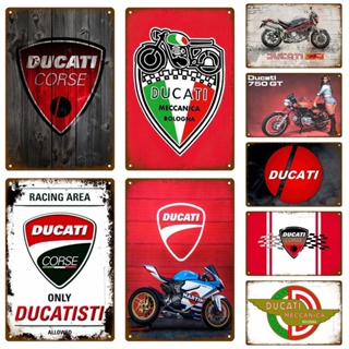 โปสเตอร์โลหะดีบุก ลาย Ducati สไตล์วินเทจ เรโทร สําหรับตกแต่งผนังบ้าน ร้านอาหาร