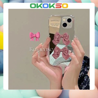 เคสโทรศัพท์มือถือนิ่ม กันกระแทก ลายการ์ตูนโบว์ มีกระจก 2 สไตล์ สําหรับ OPPO Reno9 Reno8 Reno7pro reno6 7z 8T 5 R17 A72 A53 A9 2020 F11 A31 A15 A3S A78 A77