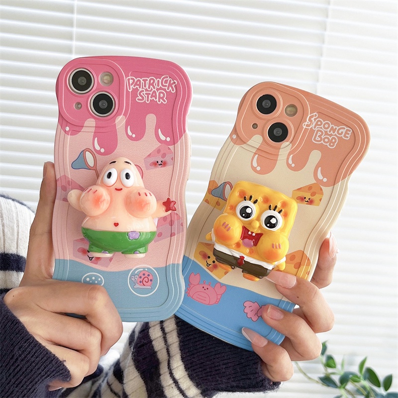 Samsung Galaxy A55 A35 A54 A34 A24 A14 A04 A12 A73 A53 A52 A52S A33 A32 A23 A72 A22 A13 4G 5G A03S A02S A11 A02 A03 A51 A50 A50S A30S A20 A30 A20S A10S A21S M12 M22 M32 M11 M02 Cute Soft Phone Case Spongebob Pink Patrick Star Stand Cover BW 51