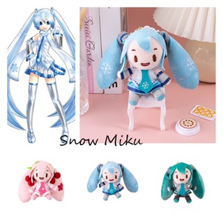 พวงกุญแจ จี้รูป Hatsune Miku ประดับโบว์ และขนสั้น สีฟ้าน่ารัก