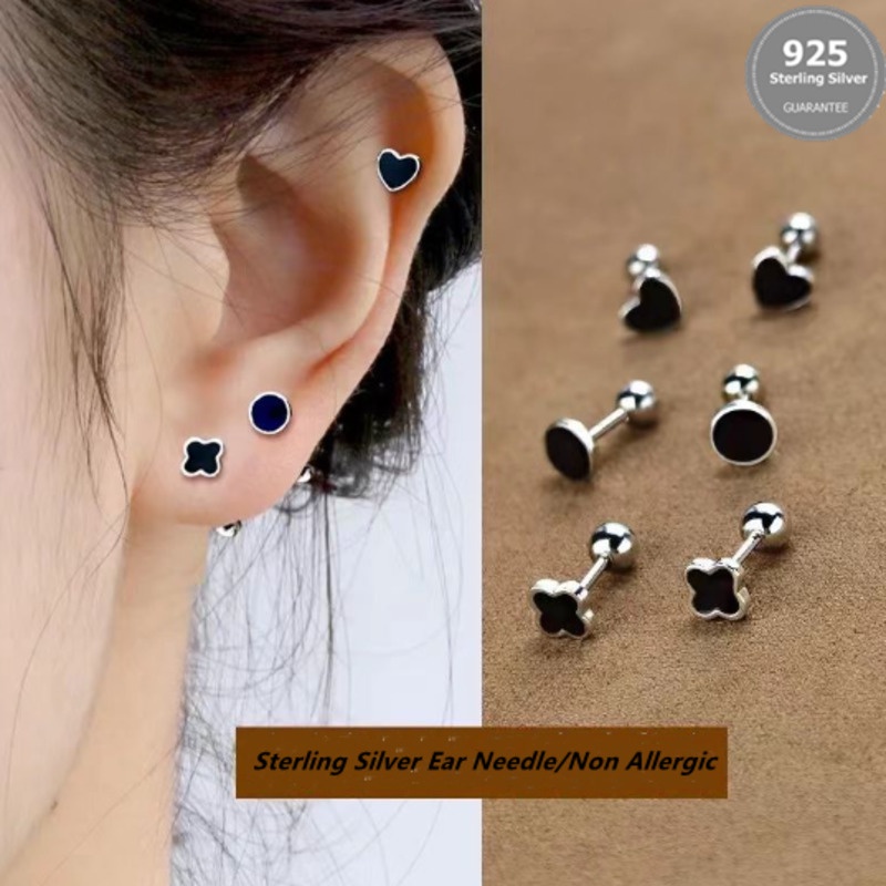 ต่างหูเงินแท้ 925 ป้องกันภูมิแพ้ต่างหูขนาดเล็กต่างหูอเนกประสงค์ 925耳环