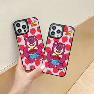 Casetify เคสโทรศัพท์มือถือนิ่ม กันกระแทก ลายการ์ตูนหมีสตรอเบอร์รี่ สําหรับ iPhone 11 14 Pro Max 12 13 Mini Case X XR XS Max SE 2020 6 7 8 Plus