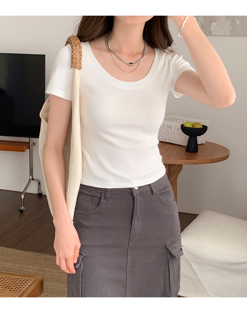 62200 เสื้อยืดแขนสั้นคอกลมขั้นพื้นฐานเรียบง่ายหลากสีด้านบน