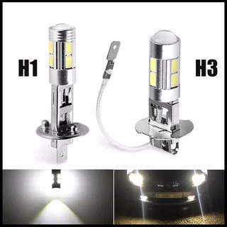 หลอดไฟ LED H1 H3 2 ชิ้น 6000K สีขาว 10-SMD 5630 สำหรับไฟตัดหมอกและไฟส่องสว่างในระหว่างการขับขี่