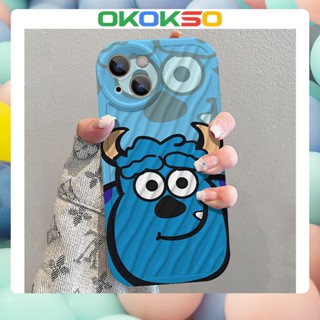 [OKOKSO] เคสโทรศัพท์มือถือนิ่ม กันกระแทก ลายการ์ตูนมอนสเตอร์ ขนเฟอร์ สีฟ้า สําหรับ OPPO Reno9 Reno8 Reno7pro reno6 7z 8T 5 R17 A53 A9 2020 F11 A31 A3S A78 A77