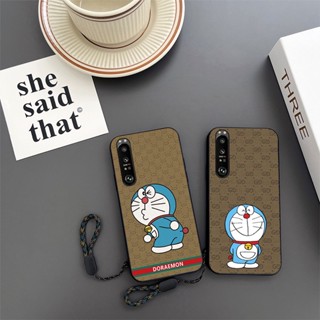 เคสโทรศัพท์มือถือ กันกระแทก ลายการ์ตูนโดราเอมอนน่ารัก พร้อมสายคล้อง สําหรับ Sony Xperia 1 5 10 ii iii IV 8 1ii 5ii Plus 5IV