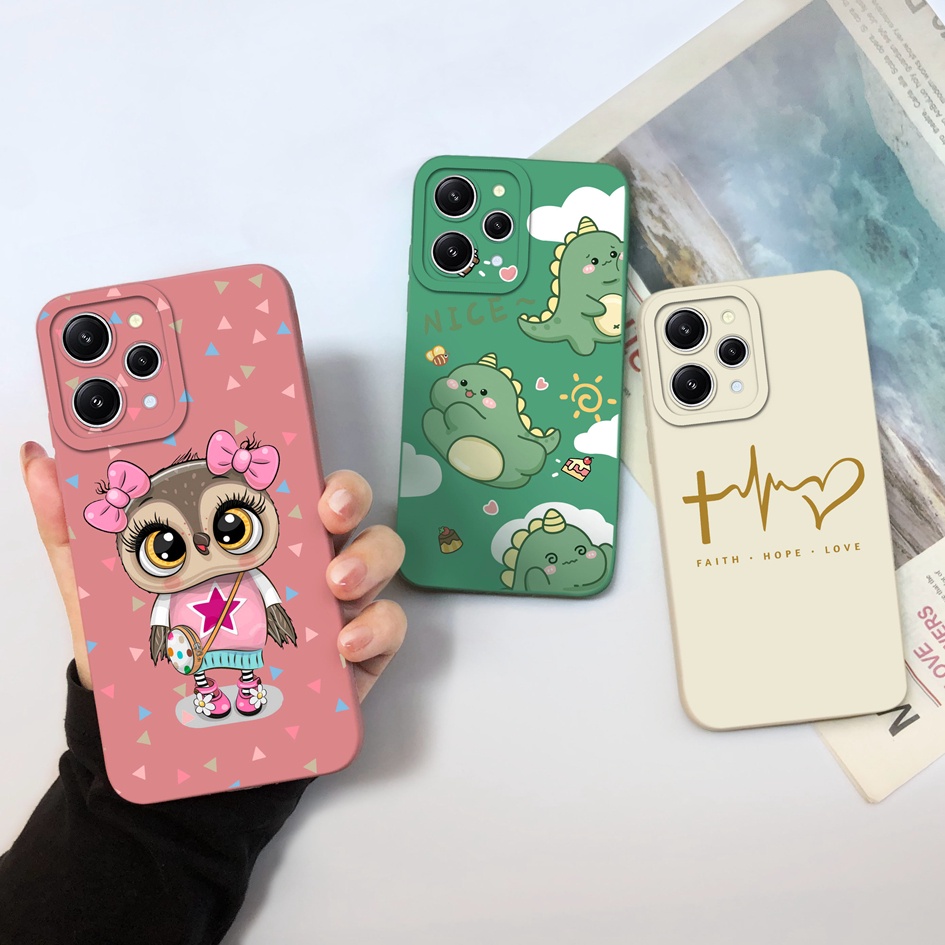 เคสโทรศัพท ์ สําหรับ Xiaomi Redmi 12 4G กล ้ องป ้ องกันสแควร ์ กันกระแทกแฟชั ่ นน ่ ารักไดโนเสาร ์ นุ ่ มปกหลังสําหรับ Xiaomi Redmi12 กันชนเชลล ์ Capa