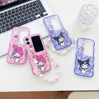 เคสโทรศัพท์มือถือแบบนิ่ม TPU ลายการ์ตูนคุโรมิ เมโลดี้น่ารัก พร้อมสายโซ่คล้อง สําหรับ OPPO Find N2 Find N2