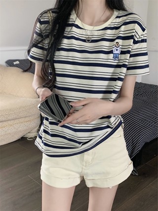 เสื้อยืดแขนสั้น ปักลายหมี พลัสไซซ์ 64374