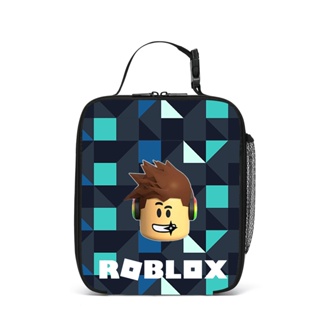 กระเป๋าใส่กล่องอาหารกลางวัน มีฉนวนกันความร้อน ลายการ์ตูน Roblox สําหรับเด็กนักเรียนผู้ชาย