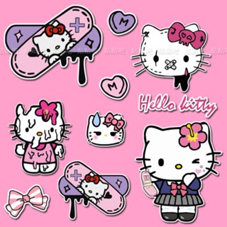 สติกเกอร์ ลายการ์ตูน Hello Kitty KT Cat น่ารัก กันน้ํา สําหรับติดตกแต่งกระเป๋าเดินทาง ipad