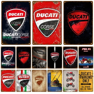 โปสเตอร์โลหะดีบุก ลาย Ducati สไตล์วินเทจ เรโทร สําหรับตกแต่งผนังบ้าน ร้านอาหาร