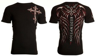 Archaic by AFFLICTION เสื้อยืดลําลอง แขนสั้น สีดํา สําหรับผู้ชาย ไซซ์ S-5XL