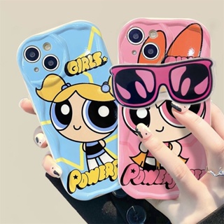 เคสโทรศัพท์มือถือแบบนิ่ม TPU กันรอยกล้อง ลายการ์ตูน Powerpuff Girls 3D พร้อมที่ตั้งวาง สําหรับ Samsung Galaxy A02 A02S A03 CORE A04 A04E A04S A10 A11