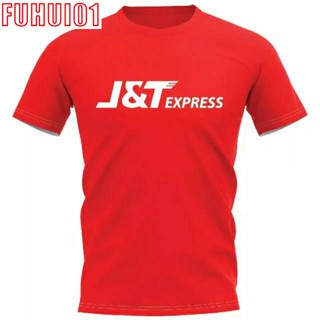 (Fuhui01) J&amp;T EXPRESS เสื้อยืด เกรดพรีเมี่ยม สกรีนแบบเฟล็ก PU สวยสดไม่แตกไม่ลอก ส่งด่วนทั่วไทย