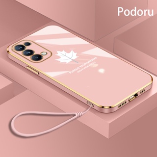 เคส OPPO Reno5 Pro 5G ใบเมเปิ้ล ดอกไม้ ขอบตรง รวมทุกอย่าง เลนส์ ซิลิโคนนิ่ม กันกระแทก เคสโทรศัพท์มือถือ