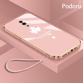 เคส OPPO Reno CPH1917 ใบเมเปิ้ล ดอกไม้ ขอบตรง รวมทุกอย่าง เลนส์ ซิลิโคนนิ่ม กันกระแทก เคสโทรศัพท์มือถือ