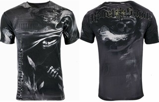 เสื้อยืด พิมพ์ลาย Rebel Saints by Affliction DARK DEATH Biker Skull Tattoo สําหรับผู้ชาย ไซซ์ S-5XL