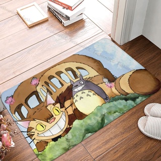 พรมเช็ดเท้า ผ้าสักหลาด กันลื่น ลายรถบัสแมว Totoro สําหรับตกแต่งบ้าน ห้องน้ํา