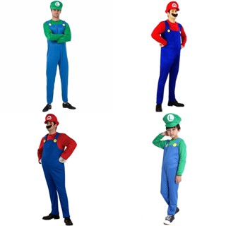 ชุดเดรสคอสเพลย์ Mario Bros Super Luigi Plumber Workman สําหรับปาร์ตี้ฮาโลวีน