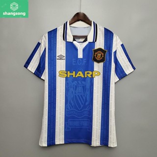 Shangsong เสื้อกีฬาแขนสั้น ลายทีมชาติฟุตบอล MU Away Man Utd 94-96 ชุดเยือน สไตล์เรโทร