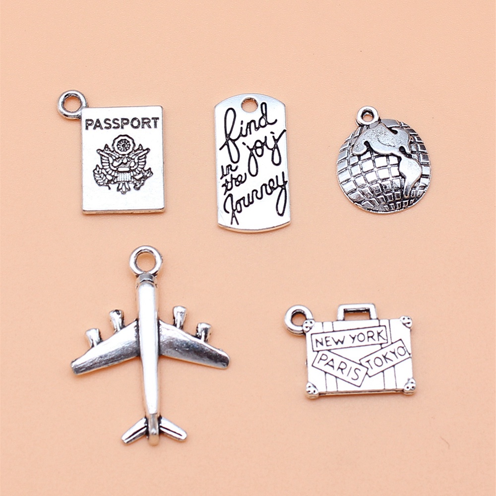 5 ชิ้น/เซ็ต Travel Journey Passport เครื่องบินกระเป๋าเดินทาง Charms สําหรับเครื่องประดับทําจี้ Diy หัตถกรรมอุปกรณ์เสริม L10208