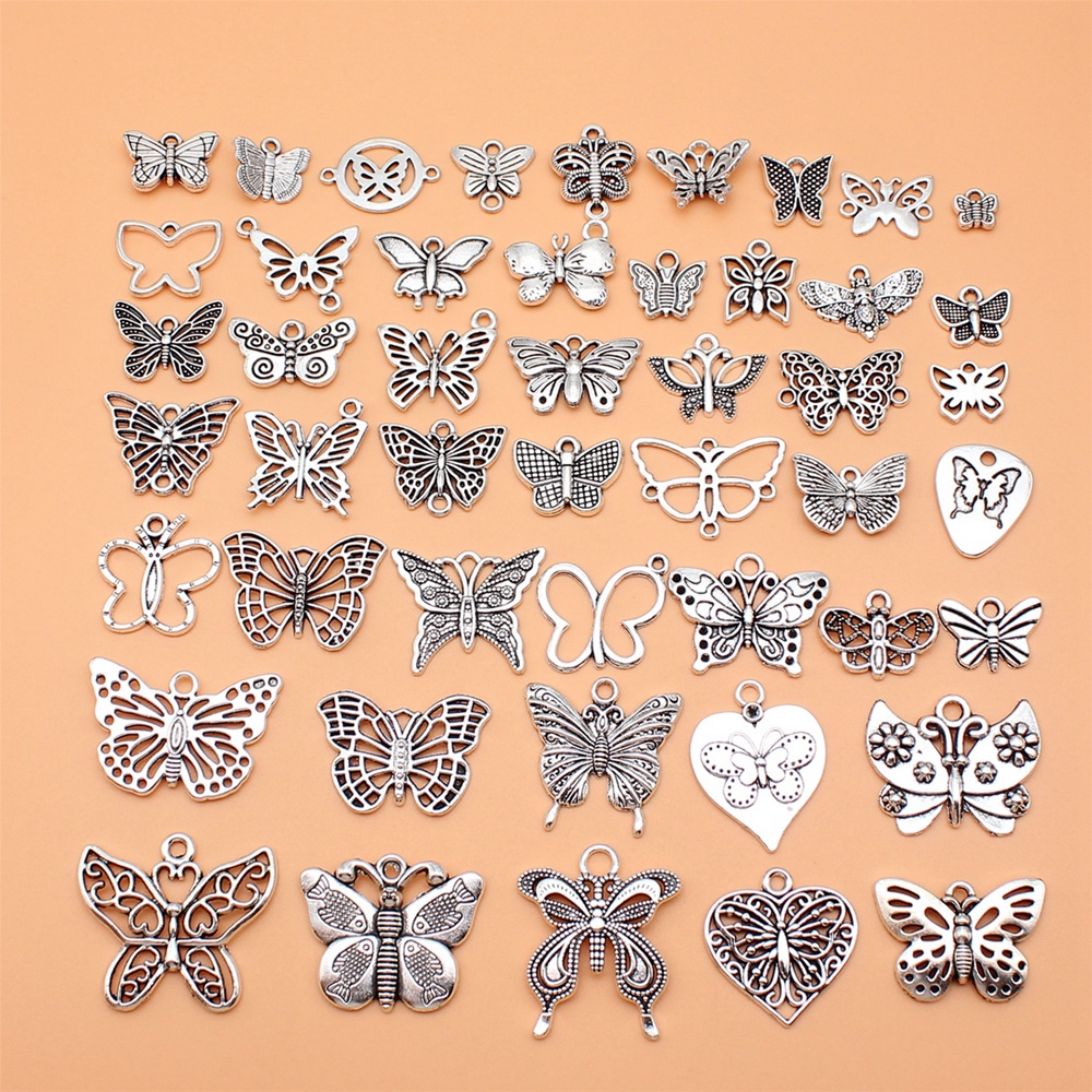 48 ชิ้น/เซ็ตผีเสื้อ Charms สําหรับเครื่องประดับทําจี้ Diy หัตถกรรมอุปกรณ์เสริม L10170