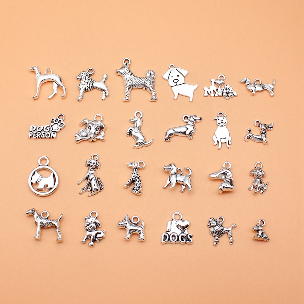 24 ชิ้น/เซ็ตสุนัข Charms สําหรับเครื่องประดับทําจี้ Diy หัตถกรรมอุปกรณ์เสริม L10158
