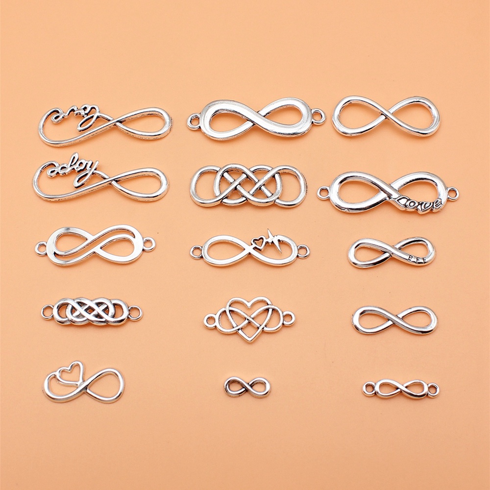 จี้สัญลักษณ์อินฟินิตี้ สําหรับทําเครื่องประดับ งานฝีมือ Diy L10112 15 ชิ้น ต่อชุด