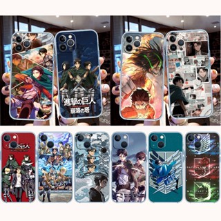 เคสโทรศัพท์มือถือ แบบใส ลาย Attack on Titan สําหรับ iPhone SE 2020 13 Mini Pro Max MJ3