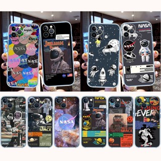 เคสโทรศัพท์มือถือ แบบใส ลายนักบินอวกาศ NASA MOON สําหรับ iPhone X XS 12 Pro Max MJ35