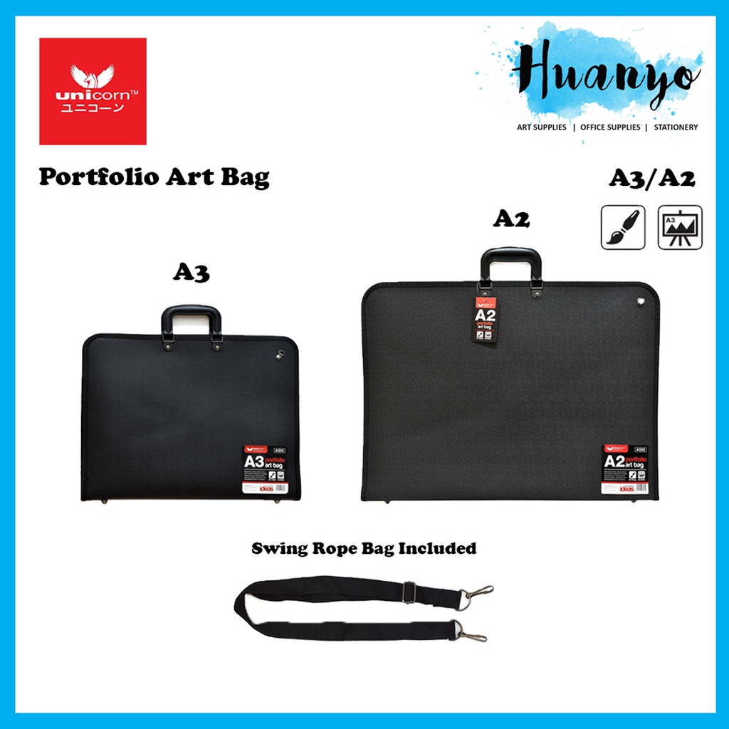 Unicorn A3 A2 Art Drawing Bag Portfolio File Drafting Bag Seminar Bag (Swing Rope Bag Incuded)