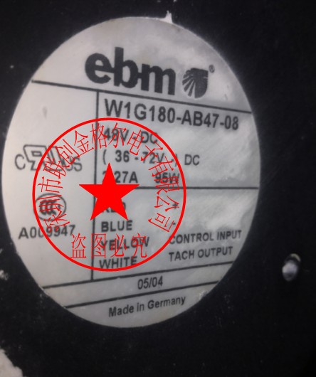 YY เดิมแท้เยอรมันนําเข้าปริมาณอากาศสูงพัดลมกรอบอลูมิเนียม W1G180-AB47-08 DC48V 36-72VDC 2.27A 95W