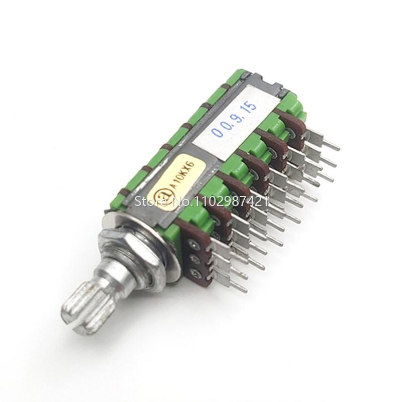 1PCS A10K Precision Potentiometer 6 Link 18Pin A10K * 6 5.1 เครื่องขยายเสียงปริมาณ Potentiometer Sha