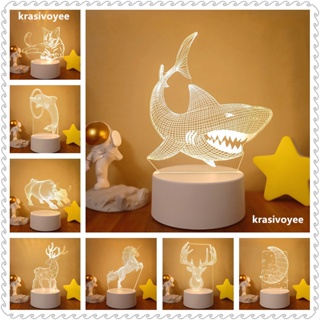 โคมไฟตั้งโต๊ะอะคริลิค Led รูปกราฟฟิกสัตว์ 3D พอร์ต USB สําหรับตกแต่งบ้าน ห้องนอนเด็ก