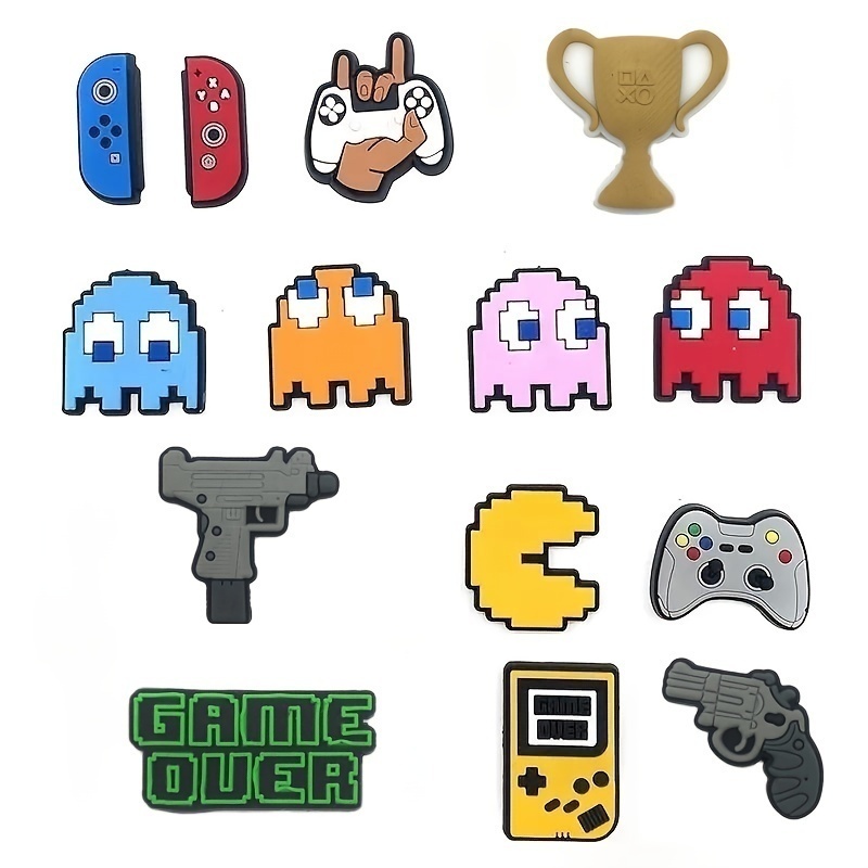 Crocs Jibbitz เกม Pac Eater Series รองเท ้ า Charm สําหรับ Crocs ตกแต ่ ง Diy รองเท ้ ากระเป ๋ าชายหาดอุปกรณ ์ เสริมของขวัญวันเกิดและคริสต ์ มาส