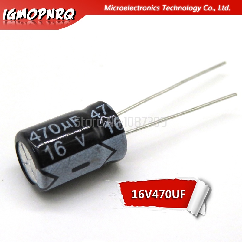 ตัวเก็บประจุอิเล็กโทรไลต์ อลูมิเนียม 16V470UF 8*12 มม. 470UF 16V 8x12 มม. DIP 50 ชิ้น