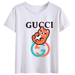 ใหม่ Gucc เสื้อยืดลําลอง แขนสั้น สําหรับผู้ชาย และผู้หญิง