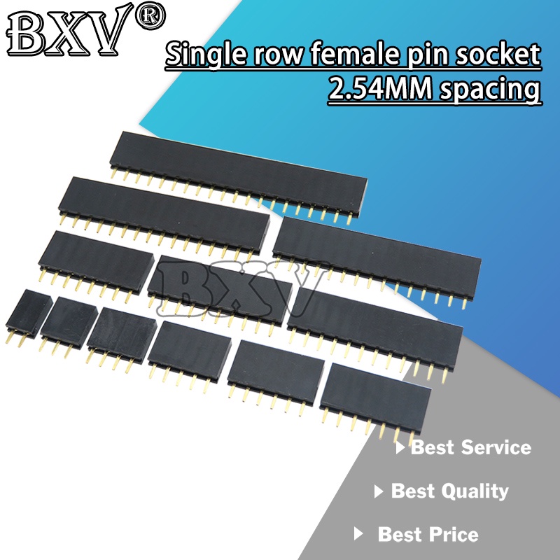10PCS 2.54MM Pitch เดี่ยวแถวหญิง Pin ซ็อกเก็ต 2/3/4/5/6/7/8/10/11/12/13/14/40Pin PCB Connector เดี่ยวแถวแม่สําหรับ Arduino