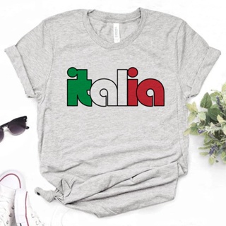 เสื้อยืด พิมพ์ลายกราฟฟิค Italian Tee สไตล์ฮาราจูกุ สตรีท สําหรับผู้หญิง