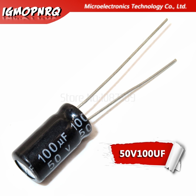 50 ชิ้น electrolytic capacitor 50V100UF ปริมาณ 100uf 50v 6*12 มม.