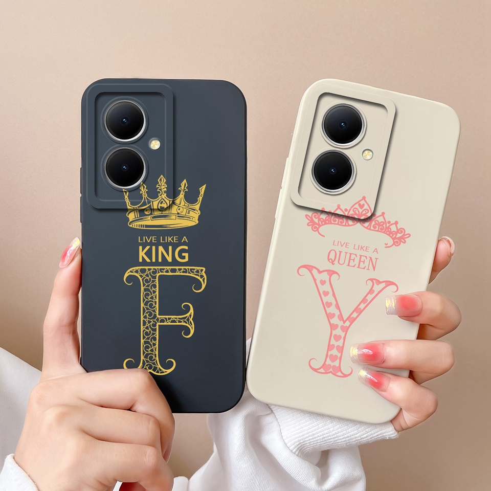 สําหรับ Vivo Y78 Y78 + 5G แฟชั่นมงกุฎปกหลังสแควร์ซิลิโคนเหลวทนทาน Antipaste กันกระแทกสําหรับ Vivo Y7